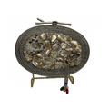 Round Silver Pearl Clutch