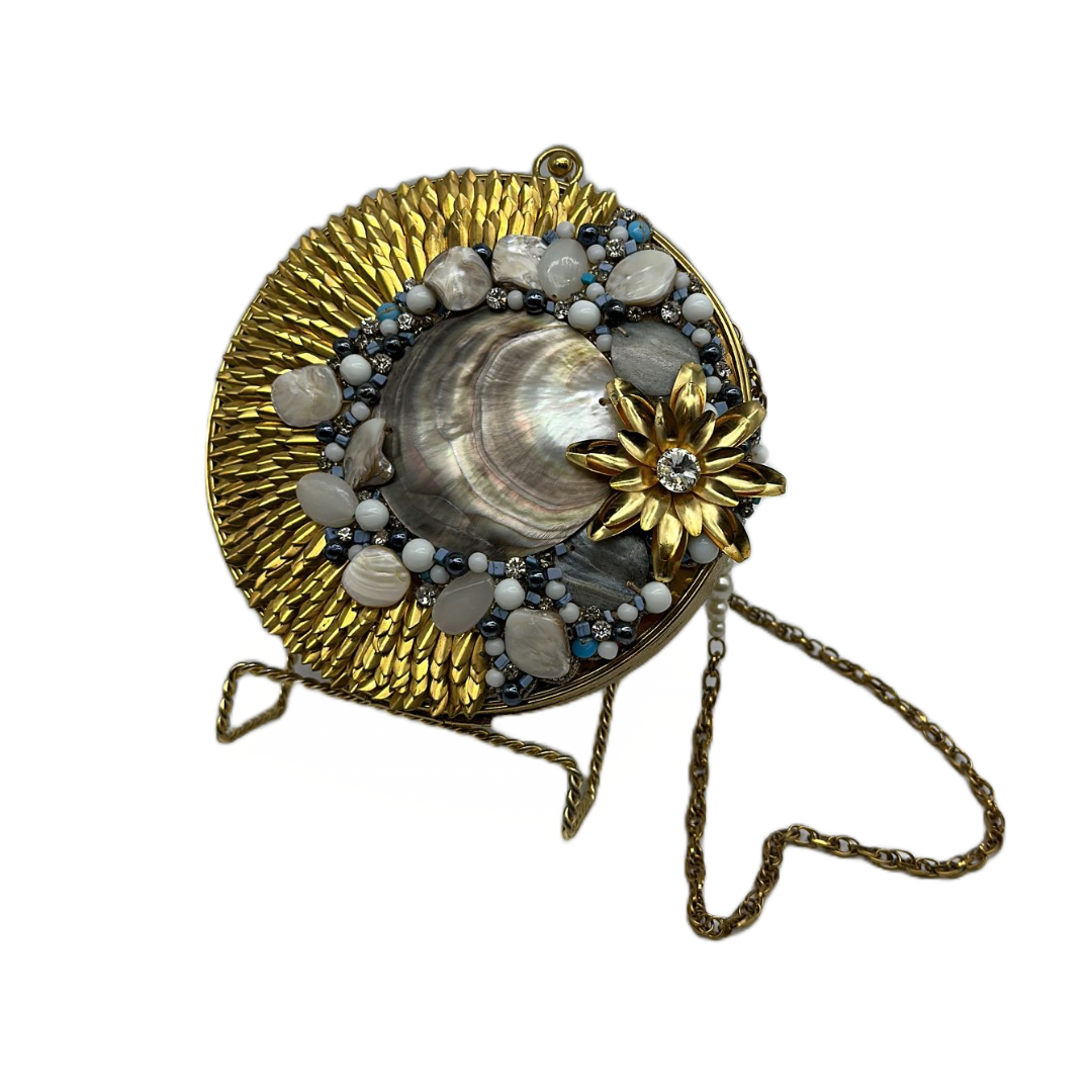 Golden Circle Pearl Clutch