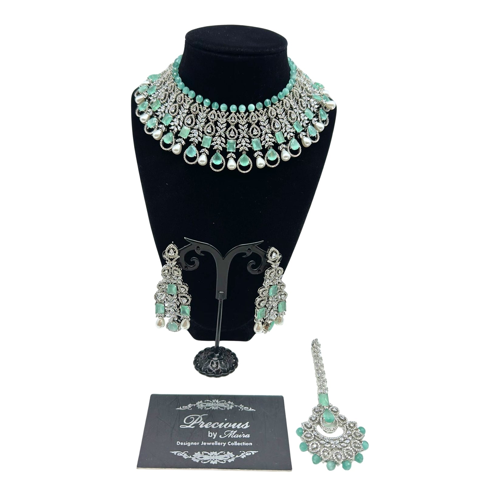 American Diamond Set in Mint Green