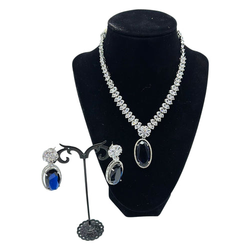 American Diamonds sapphire Droplets Style Set