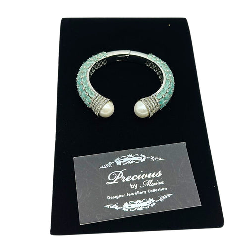 American Diamond Bangle with Mint Green Stones