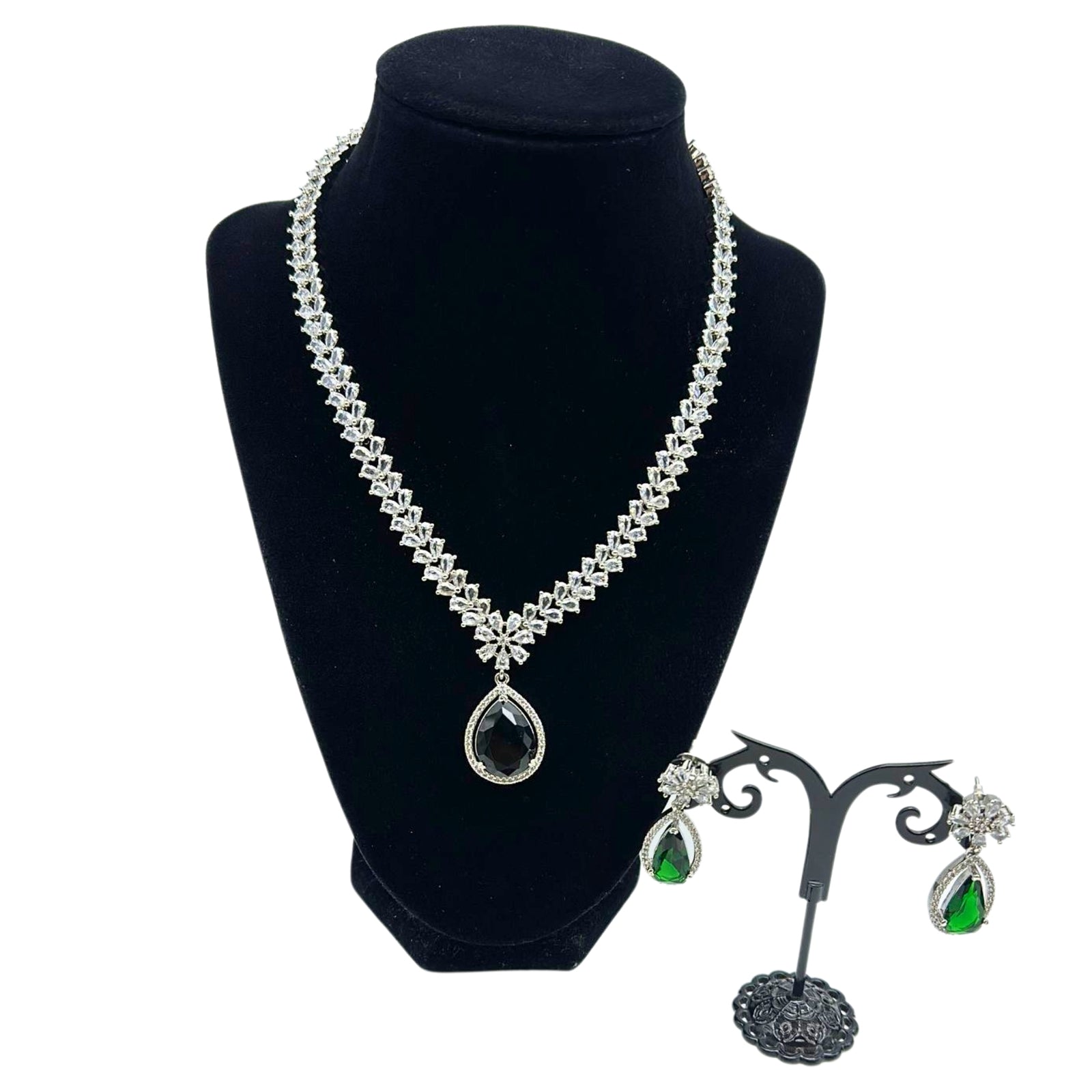 Delicate American Diamond emeral green Set