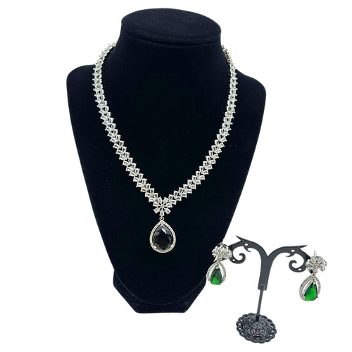 Delicate American Diamond emeral green Set