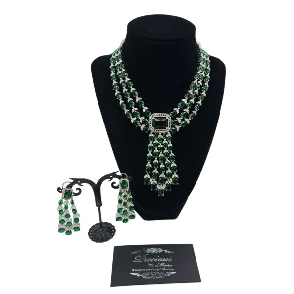 American Diamond Set in Green Emerald