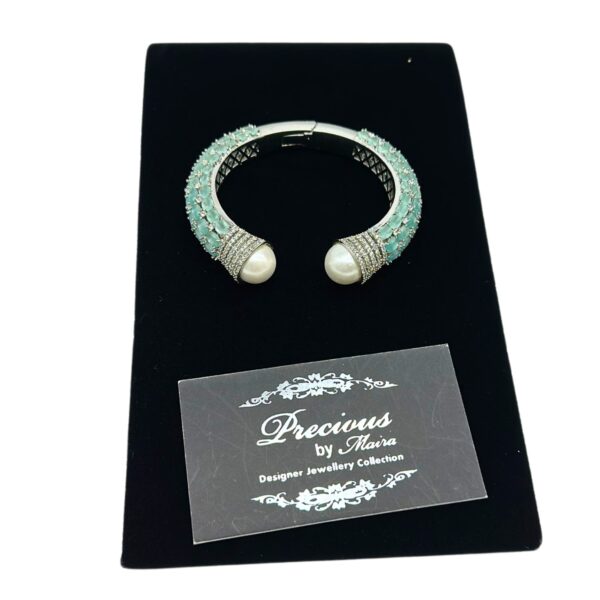 American Diamond Bangle with Mint Green Stones