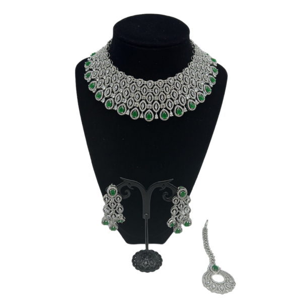 American Diamond Set in Green Emerald