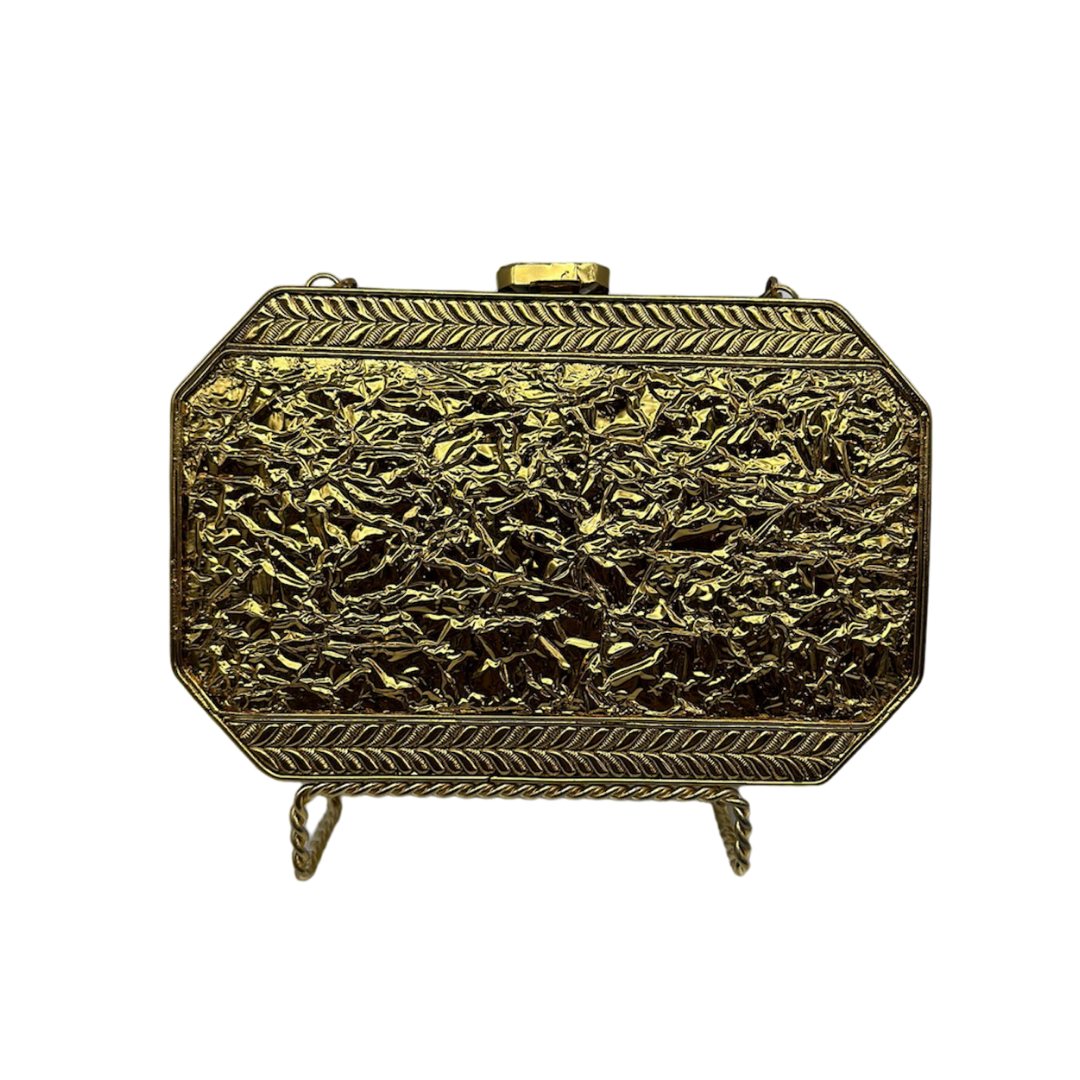 Gold Rectangle Stone Clutch