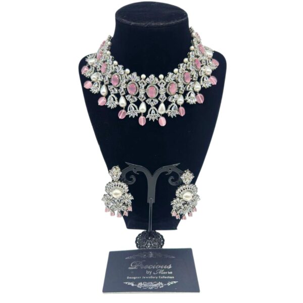 American Diamond Set with Pink Center Stones