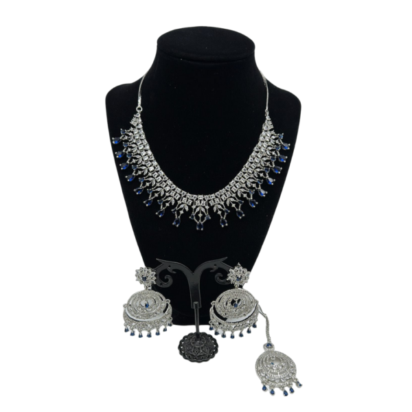 Silver Delicately Designed Set with Blue Droplets