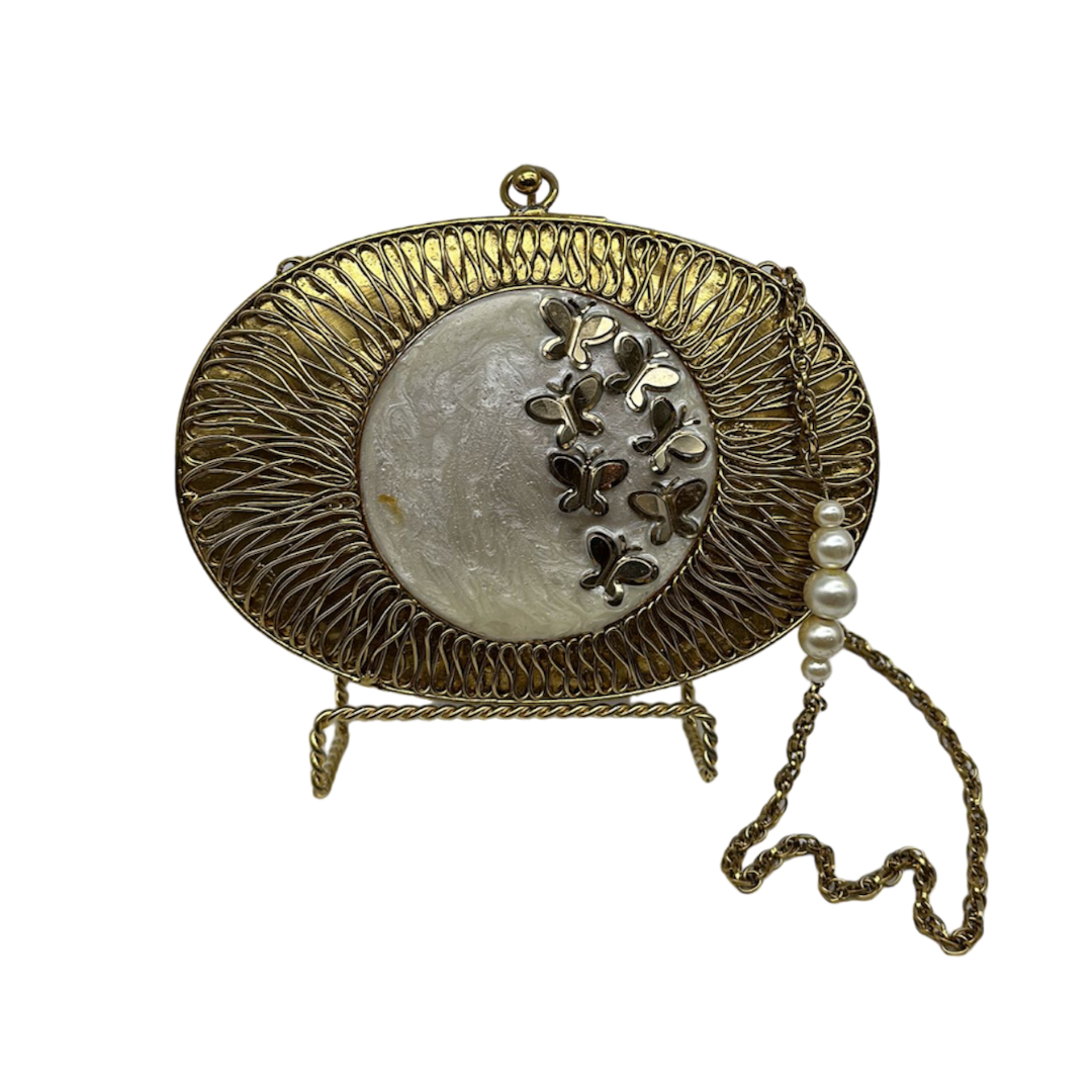 Oval Bronze Butterfly Clutch