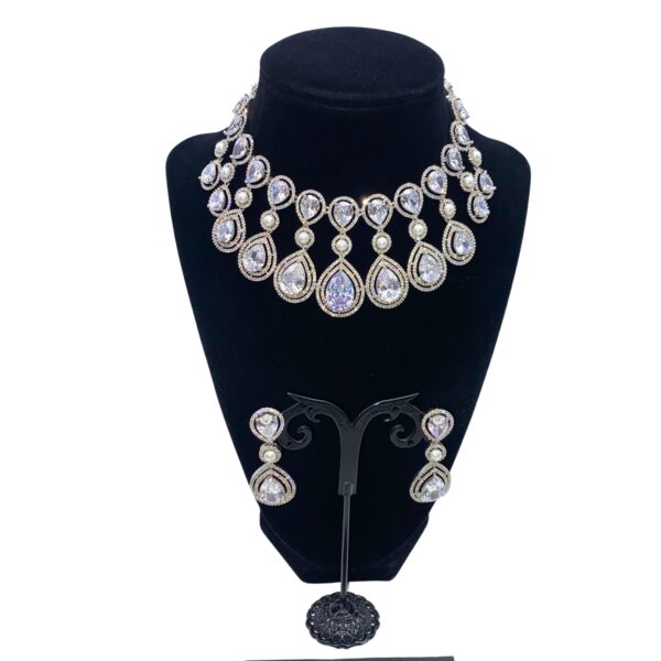 American Diamond Hanging Set with Pearls
