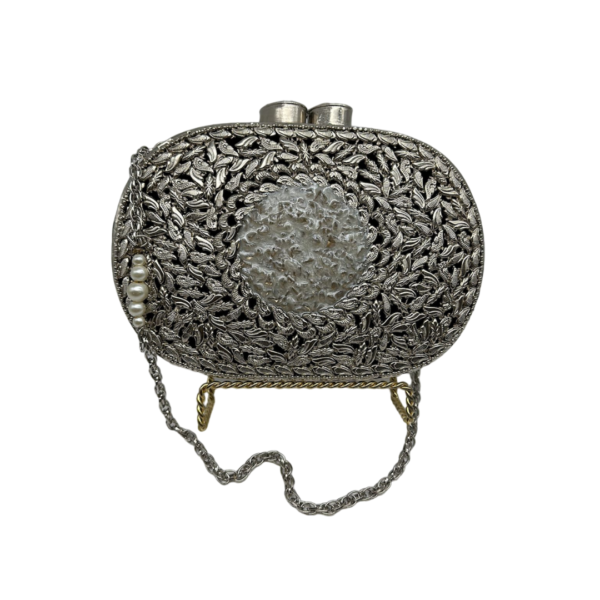 Silver Pattern Clutch