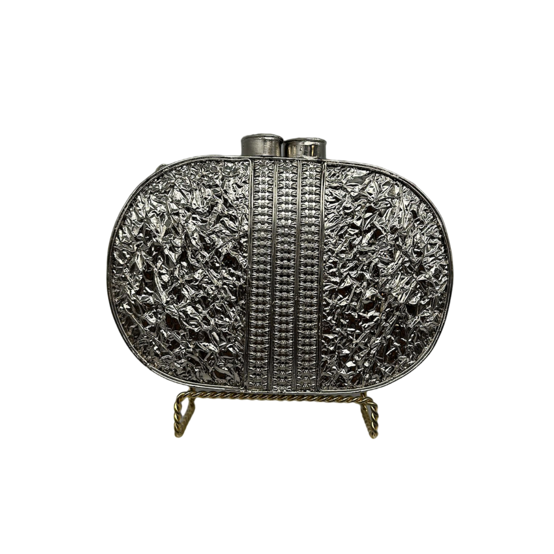 Silver Pattern Clutch Back