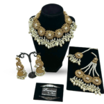 Antique gold beautiful set with jhumkey in all pearls finish