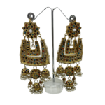 Topseller nautran kundan earrings with pearls finish