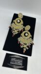 Chand Bali style statement earrings with pearls and moonlight brown stone finish