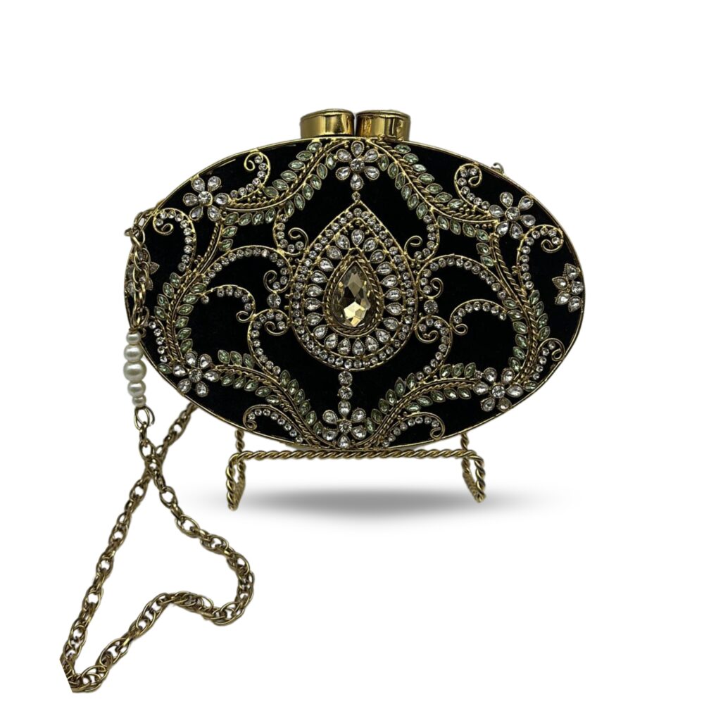 Black Oval Pearl Clutch