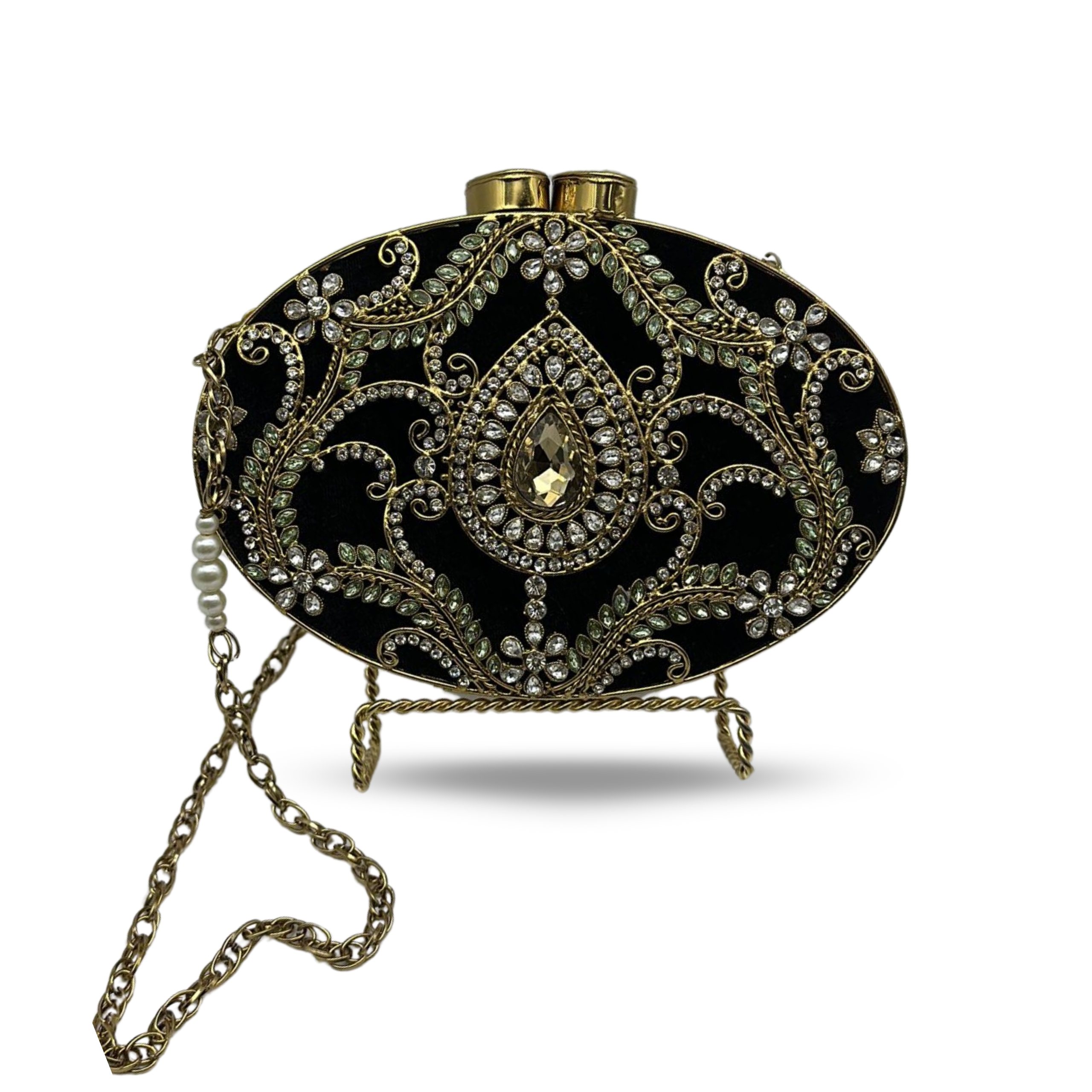 Black Oval Pearl Clutch